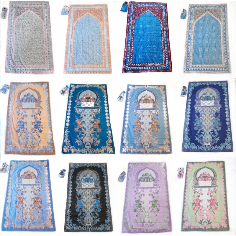 SAJADAH TRAVEL MOTIF DESAIN SUPER RINGAN , TIPIS & SUDAH DILENGKAPI POUCH MINI