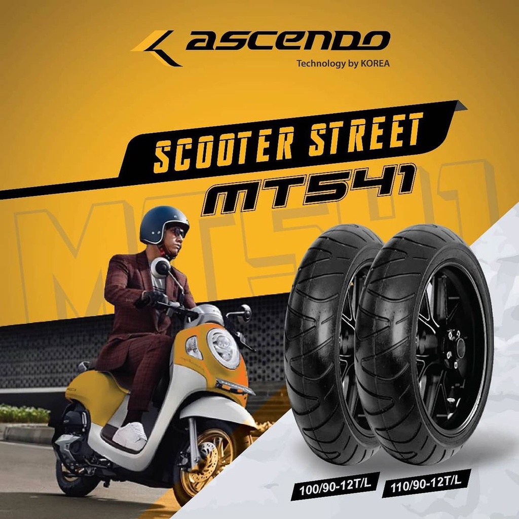 Ban Motor ASCENDO 110/90-12 MT541 SCOOTER SCOOPY Tubeless Ring 12