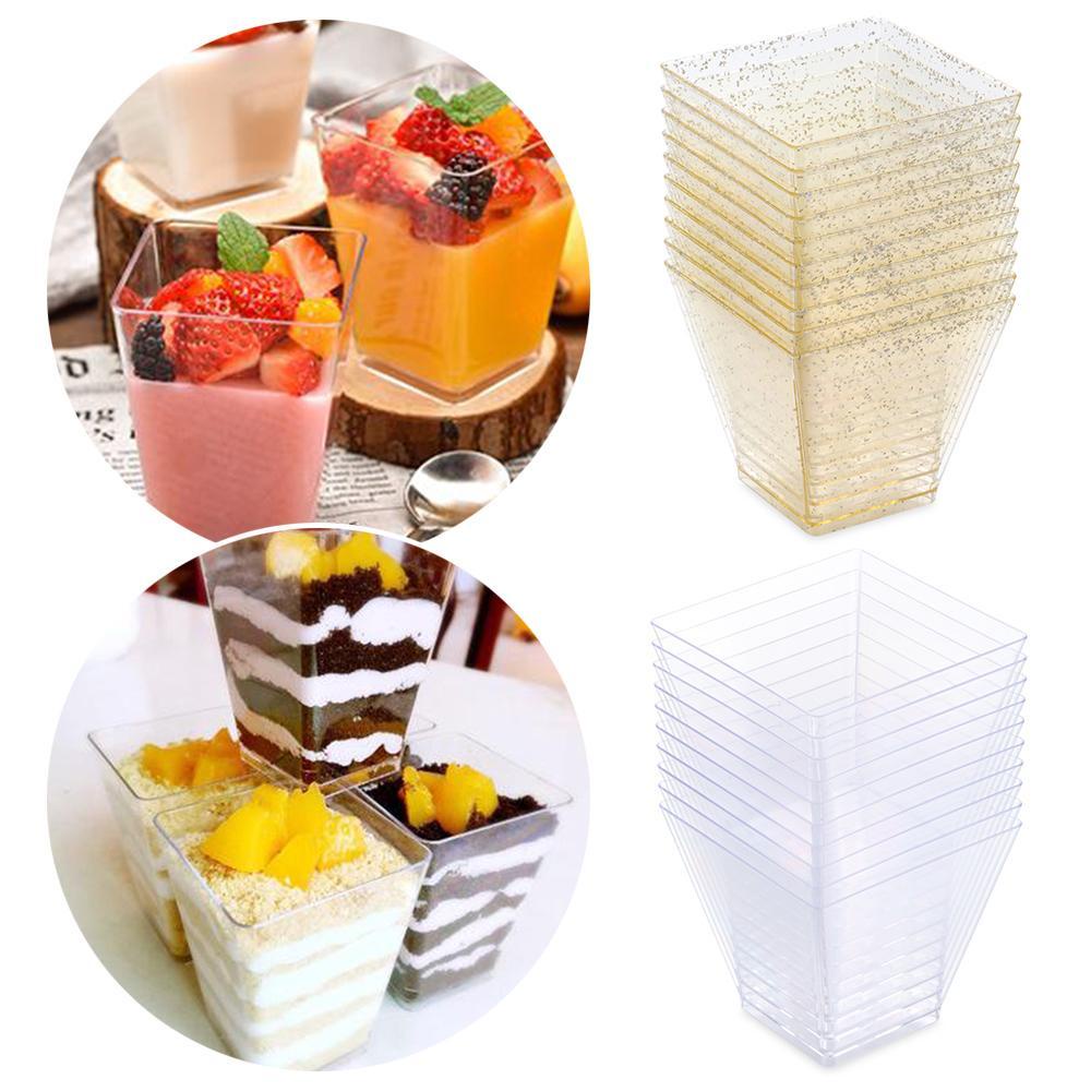 Solighter 10 / 30 / 50 Pcs Cup Jelly Transparan Bentuk Trapesium Ukuran 60ml