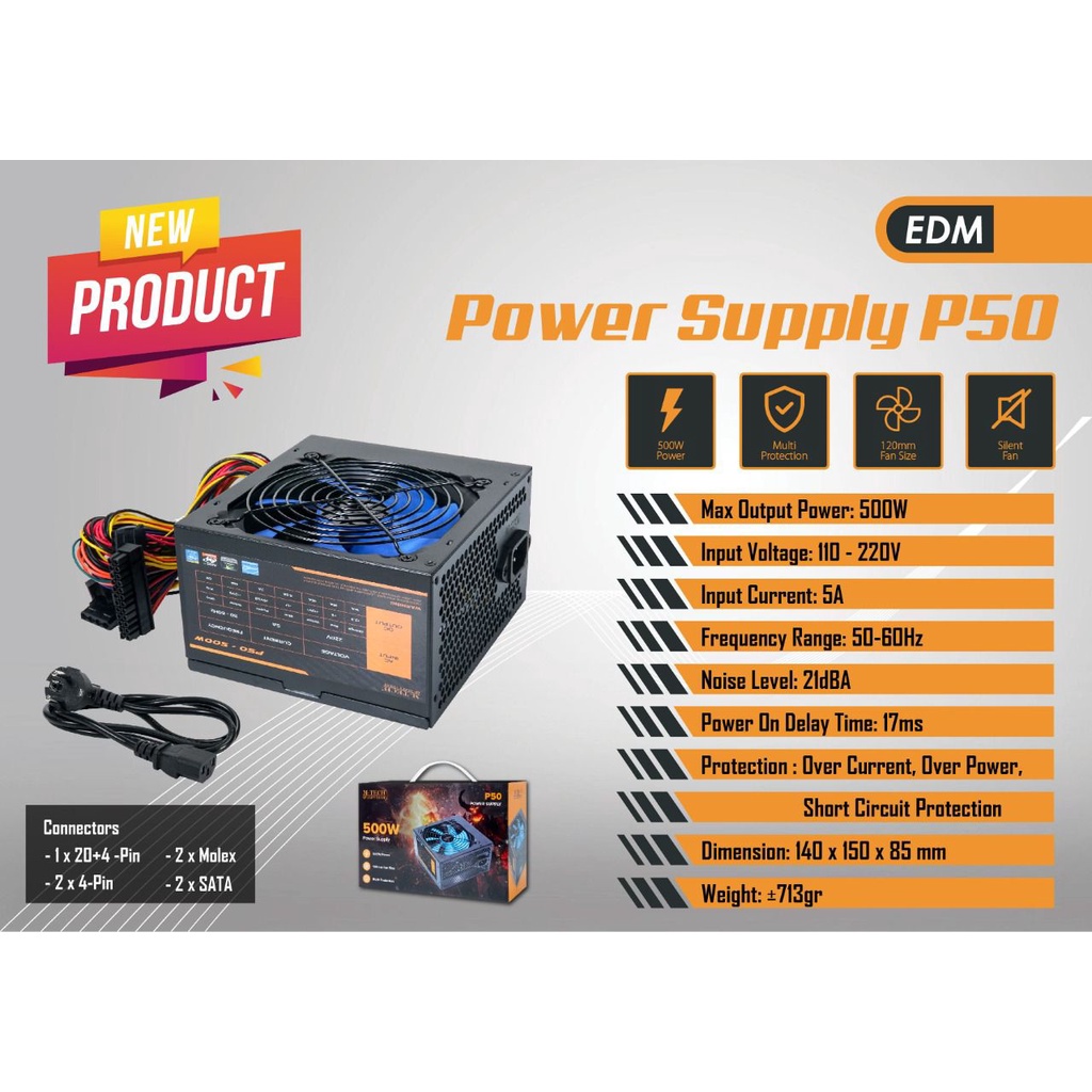 Power Supply CPU Komputer 500W M-TECH P50