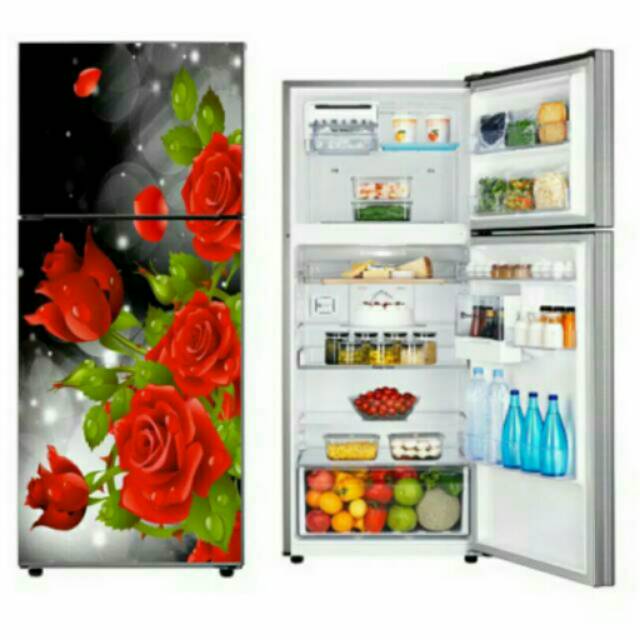 Stiker kulkas 2pintu motif bunga mawar