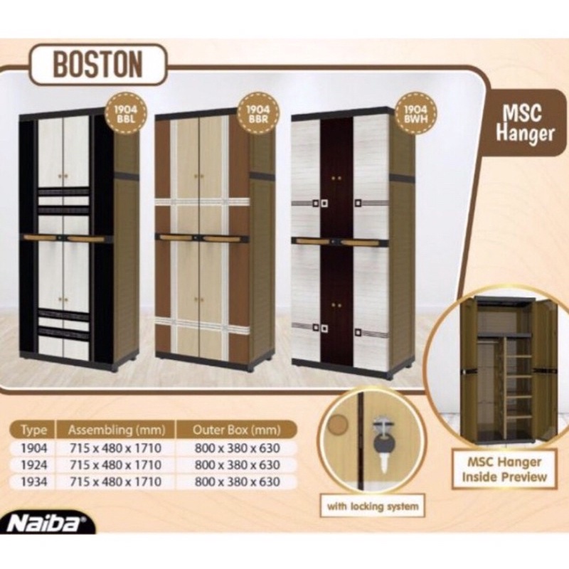 Lemari Pakaian Plastik Naiba Hanger Gantungan Boston 1904