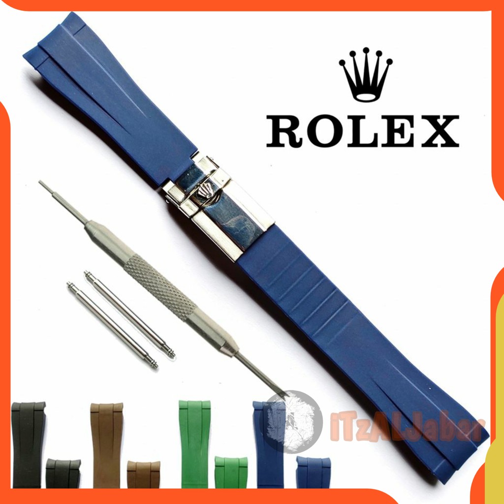 Tali jam tangan Rolex rubber strap 20mm full set Tali jam Rolex 20 mm - Biru gelap