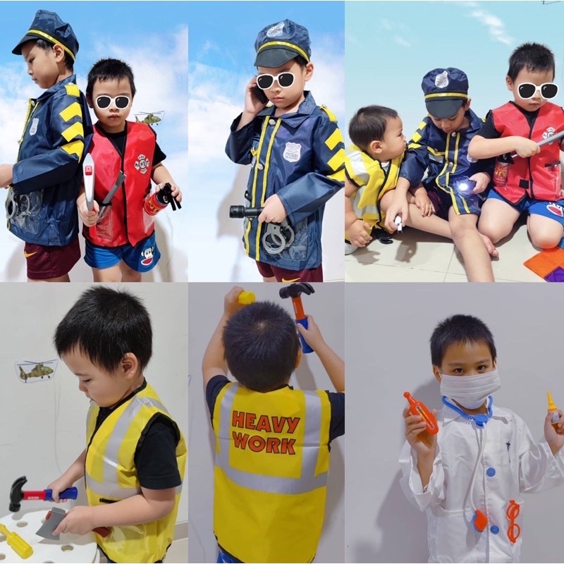 kostum baju anak children costum doctor police fireman nurse worker kostum hallowen