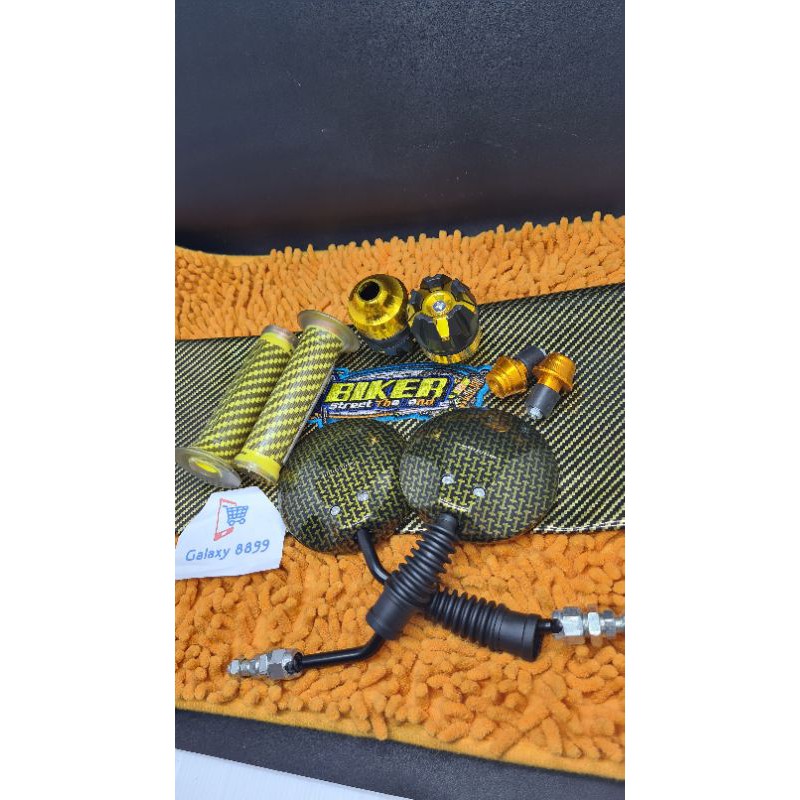 Kulit Jok Karbon Gold+Spion Scoopy Lipat+Jalu As+Handgrip+Jalu Stang