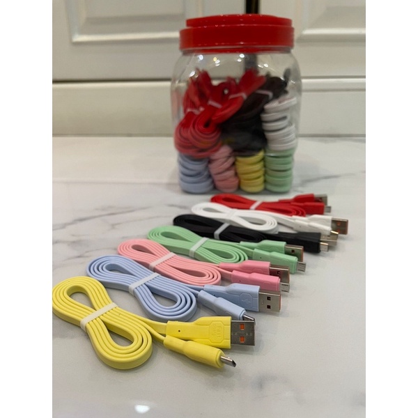 ISI 50 Pcs Kabel Data Toplesan Macaron MICRO/TYPE C/IPH Murah Fast Charging