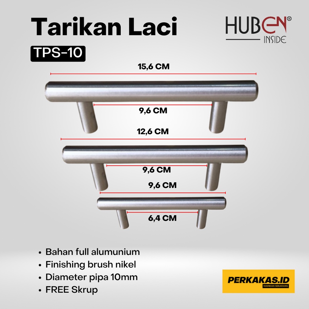 Tarikan Laci Lemari Stainless Steel HUBEN TPS10