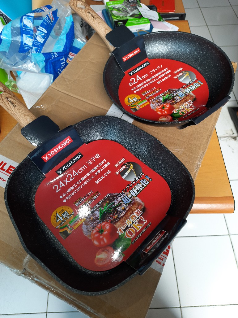 Frypan Frying Pan Saute Pan Teflon Penggorengan Marble Ceramic Anti Lengket 24 Cm Yoshikawa Classic