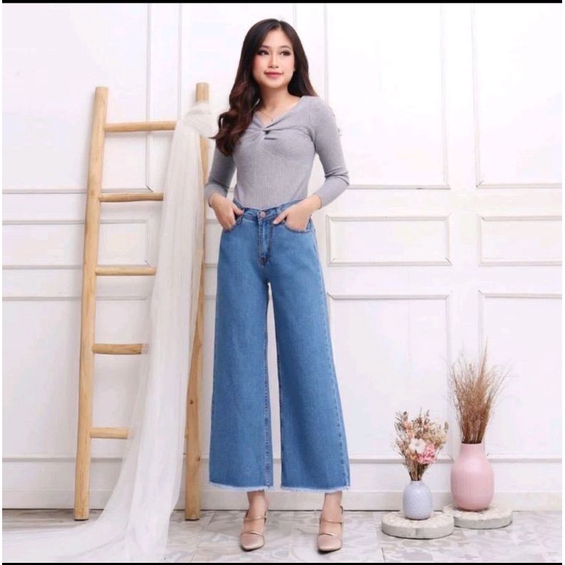 Jumbo Kulot Rawis Highwaist Jeans Big Size 27-42