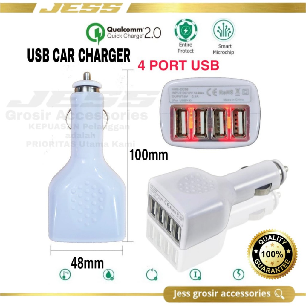 Car Charger 4 Port USB Casan Mobil Charger Saver Advance Super Fast Charging KMS-DC08 High Quality