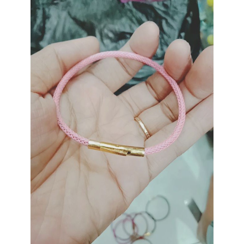 gelang tali kuncian tombol(pencetan)/gelang tali waterproof/gelang kawat anti air 3mm (free 2karet)