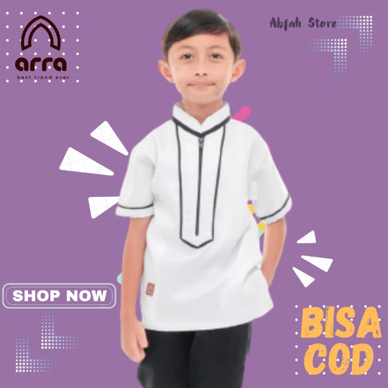 Pakaian Muslim Atasan Baju Kemeja Kurta Koko Kokoh Putih Lengan Pendek Anak Ank Laki Laki Laki2 2 3 