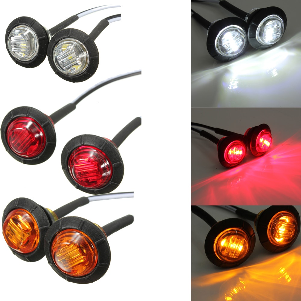 1pc Lampu Sein 3-led 12v / 24v Bentuk Bulat Warna Kuning / Putih / Merah Untuk Truk