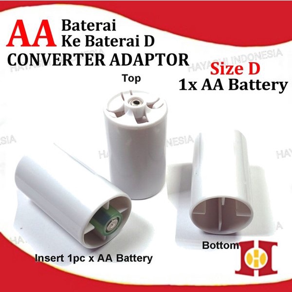 Converter Batery Batere AA To C D Adapter Baterai A2 Ke Tanggung Besar