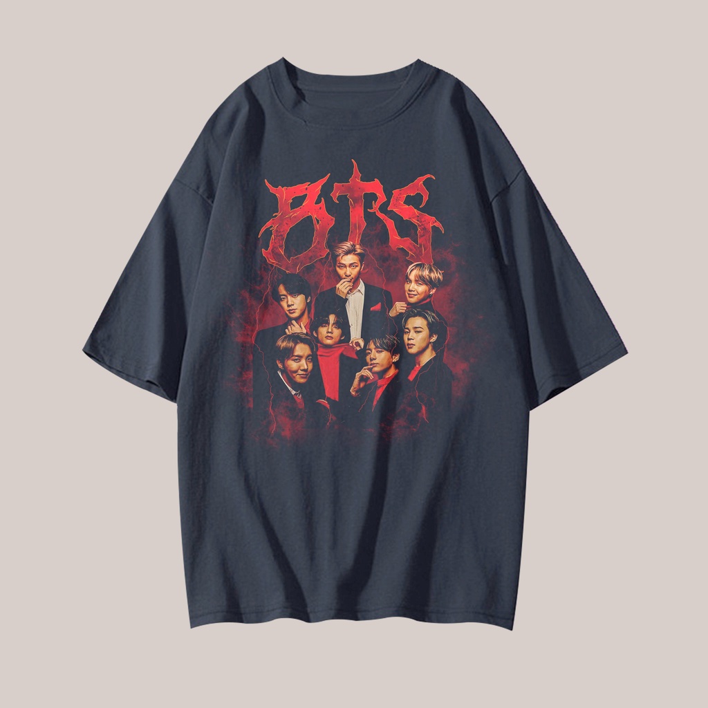 KAOS BTS KPOP OVERSIZE BAND KOREAN BAJU PRIA WANITAVINTAGE