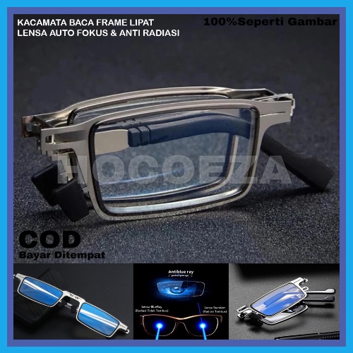 KACAMATA BACA PLUS LENSA ANTI RADIASI FRAME LIPAT TITANIUM ORIGINAL IMPORT UNISEX PRIA WANITA CEWEK COWOK BR04