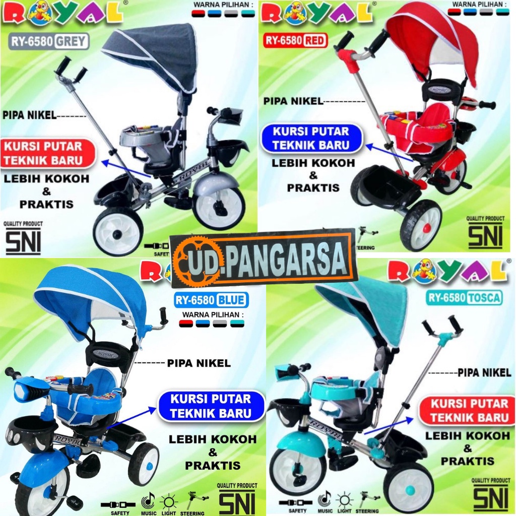SEPEDA ANAK RODA TIGA 3 ROYAL RY-6580 ET-608-7-8 ET 608-7 608 7 8 2088 6680 5080 Canopy Dorong Musik