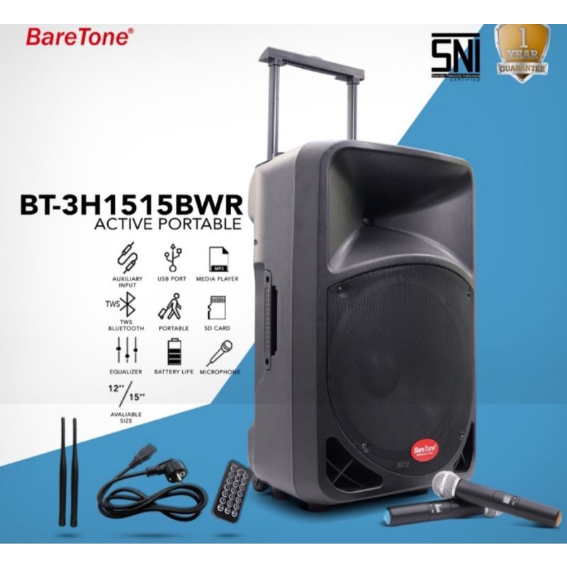 SPEAKER BARETONE MAX 15 BWR. SPEAKER BLUETOOTH BARETONE 15 IN INCHI. AUDIO. SPEAKER KARAOKE. SALON K