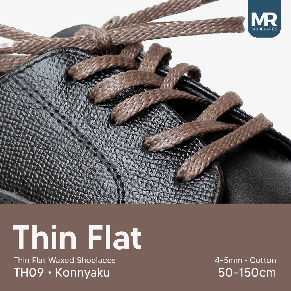 MR Shoelaces TH09 Konnyaku (Abu Tua) Tali Sepatu Lilin Gepeng Thin 3-4mm (Waxed Laces) 50cm 80cm 120cm 150cm Gray