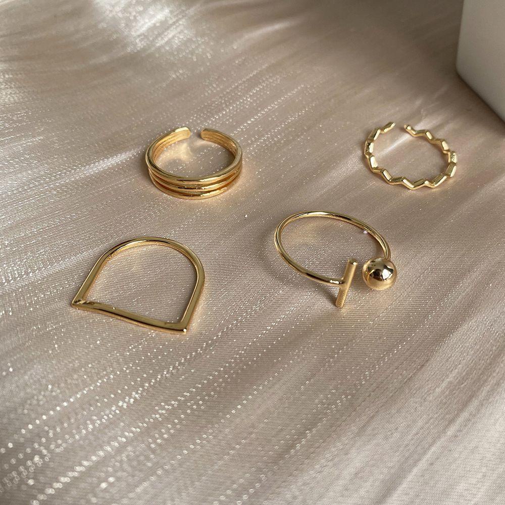 Mxbeauty Wanita Set Cincin Mewah INS Geometri Pesta Perhiasan Hadiah Adjustable Vintage Korea Style Rings