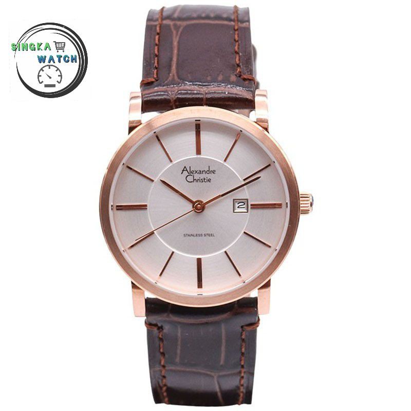 JAM TANGAN CEWEK ALEXANDRE CHRISTIE AC ORIGINAL SERI 8344LD COKLAT PUTIH