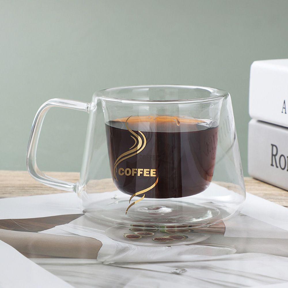 Wonder 200ml Cangkir Kopi Teh Tahan Panas High Borosilicate Double Wall Breakfast Mug