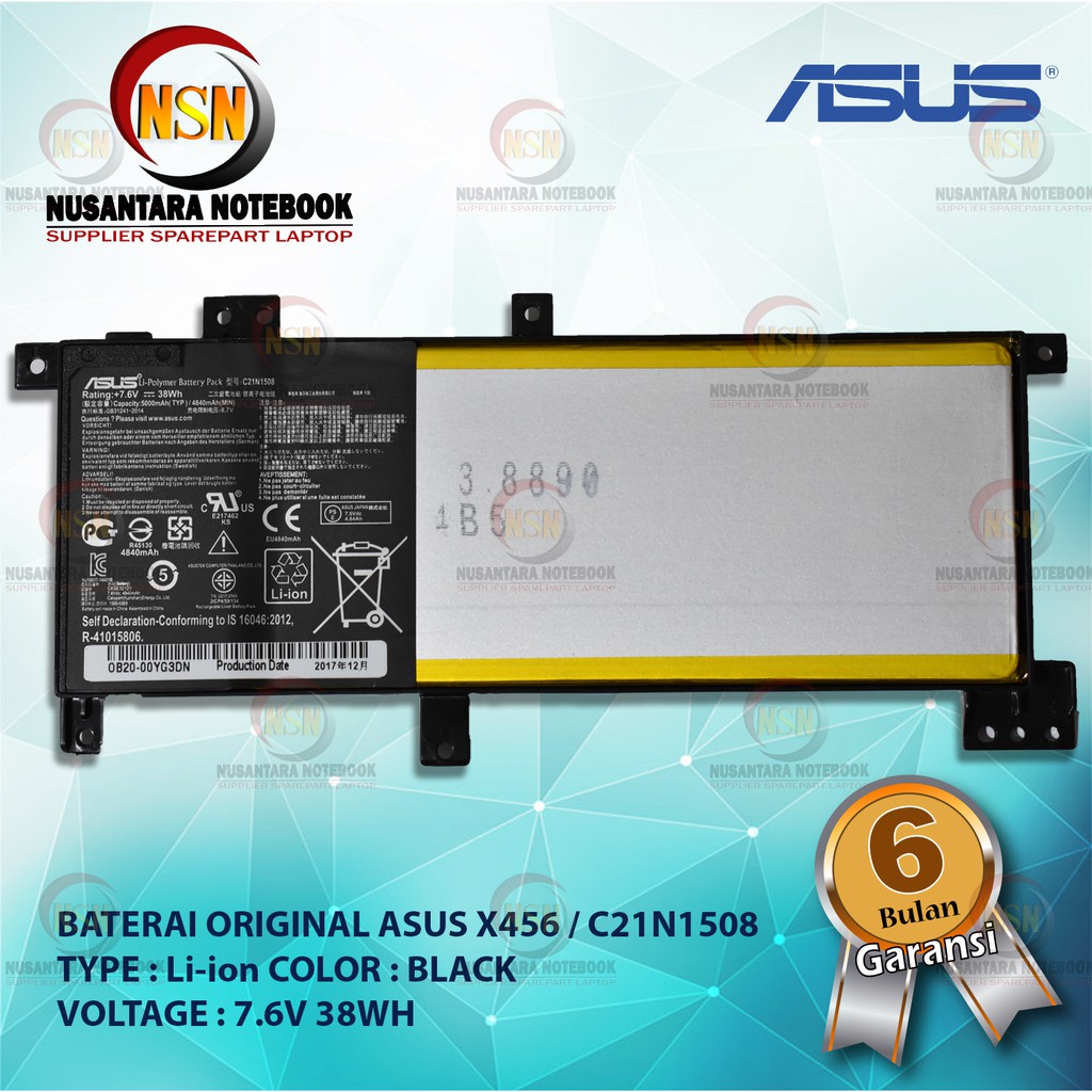 Baterai Original For Laptop Asus X456 X456UJ X456UV / C21N1508