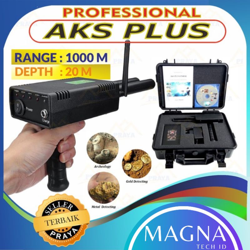 AKS PLUS PROFESSIONAL METAL DETECTOR detektor logam emas perak tembaga