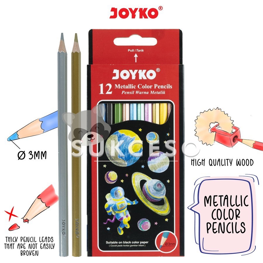 

Joyko Pensil Warna Metallic Color Pencil CP-123M 12 Warna Murah Berkualitas