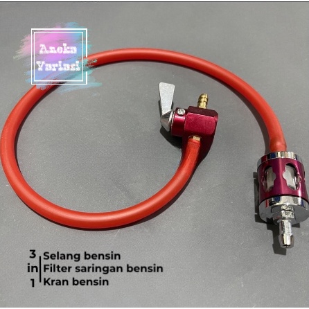 PAKET 3 in 1 SELANG BENSIN + FILTER SARINGAN BENSIN + KRAN BENSIN MERAH UNTUK SEMUA JENIS MOTOR