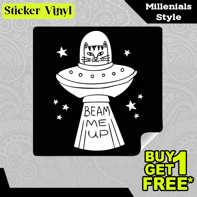 

Stiker Sticker Beam Me Up Cat Gambar Unik Desain Keren dan Kekinian Aesthetic Bahan Vinyl Satuan Anti Air