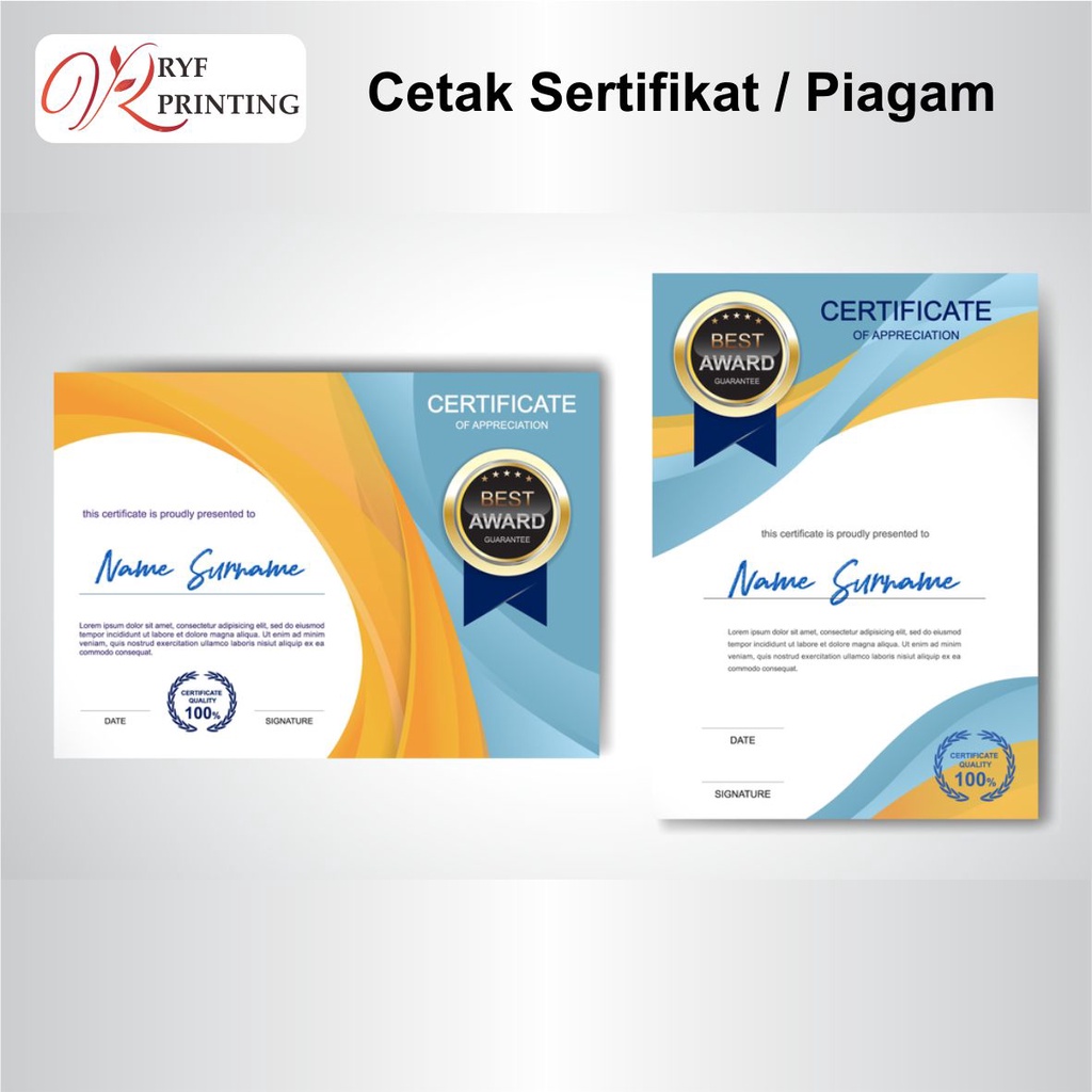 

CETAK SERTIFIKAT / PIAGAM