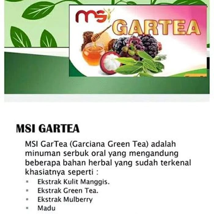 

Minuman Kesehatan Herbal MSI Gartea 1 Paket Isi 60 Sachet Murah