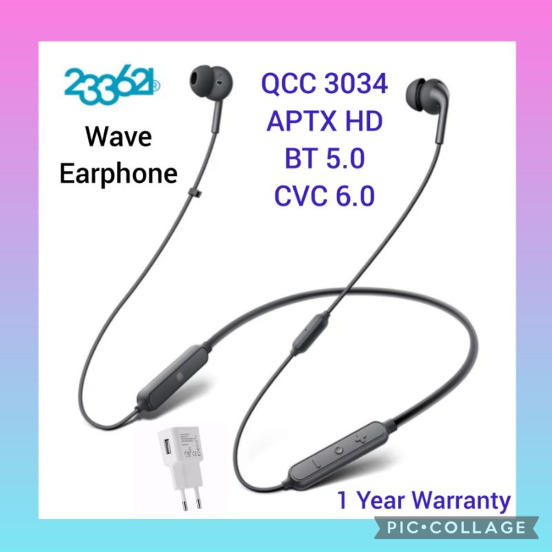 233621 Wave Neckband Earphones Sports BT5.0 QCC3034 APTX HD CVC 6.0