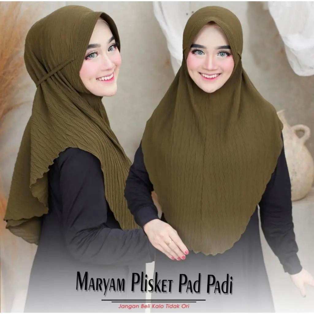 Bergo Pad Plisket Padi / Bergo Tali Pad Padi / HIjab Instan Tali Padi