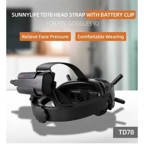 Sunnylife Adjustable Head Strap with Battery Clip DJI FPV Googles V2