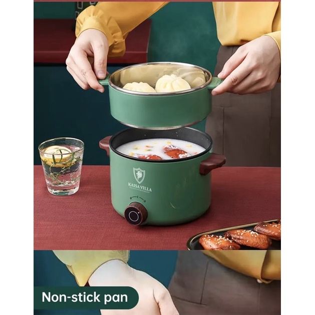 Panci Listrik Panci Elektrik Lapisan Keramik Anti-lengket Electric Pot Portable Wajan Frying Pan Electric Cooking Pot Hot Pot / FOOD STEAMER 3 LAYERS