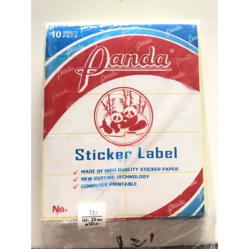 

[BKS ISI 10 LBR] STICKER LABEL NO.121 , SELF ADHESIVE LABELS , LABEL PANDA NO.121, LABEL TEMPEL , LABEL CORRECTION