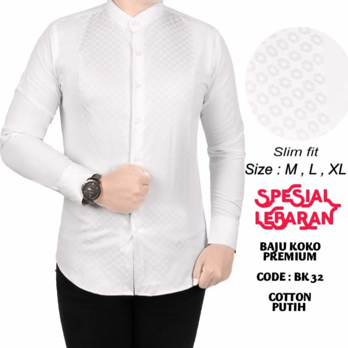 BATIK PRIA BAJU KOKO PRIA MUSLIM BATIK SLIMFIT BK 32 HEM BAHAN BERKUALITAS KASUAL PROMO COWOK STYLIS