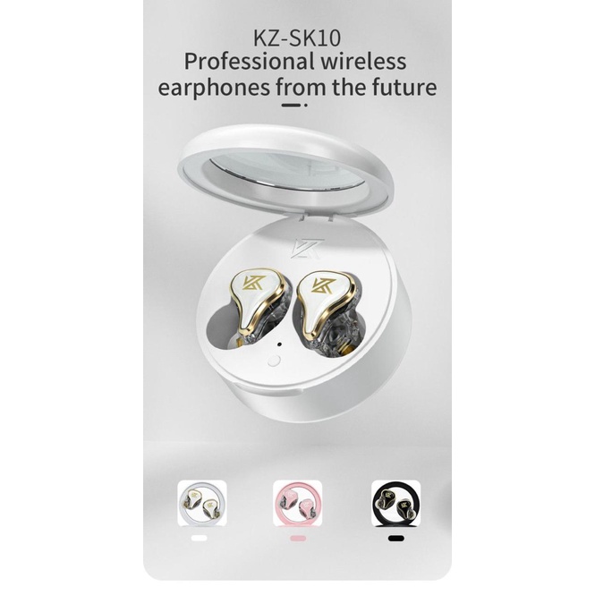 Knowledge Zenith Earphone Bluetooth TWS KZ SK10 Wireless - Hybrid Driver 1BA+1DD Luxury - Garansi Resmi 1 Tahun