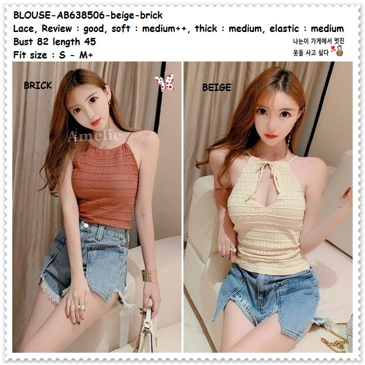 Baju Atasan Tank Top Rajut Wanita Sexy Korea Import Orange Cream