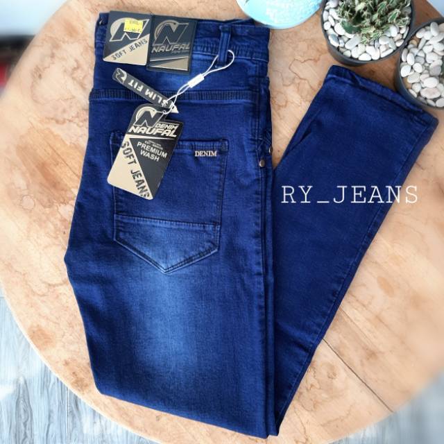 Jeans navy pria celana panjang streeth pria