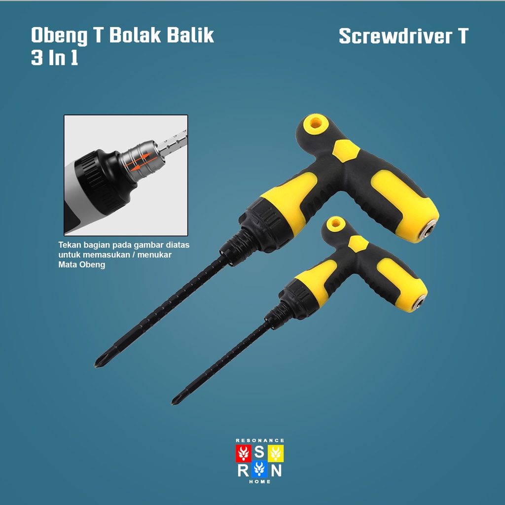 Obeng Bolak Balik Model T 3 IN 1 Repairs Tools Resonance Home