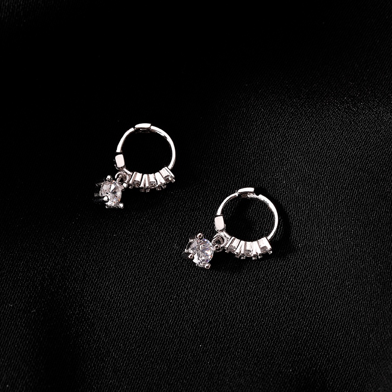 Anting Hoop Hias Berlian Gaya Korea