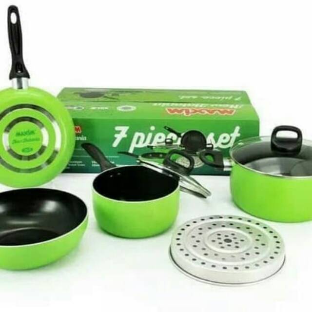 MAXIM PANCI TEBAL NEW HALANIA 7 IN 1 ORIGINAL TEFLON COOKWARE SET/Panci Teflon Maxim Set