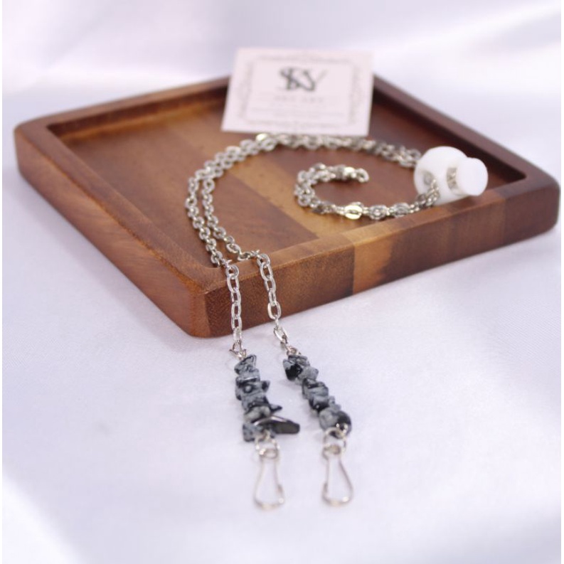 STRAPMASK + KONEKTOR DARI BATU SNOWFLAKE//TALI MASKER//KONEKTOR HIJAB//KONEKTOR MASKER