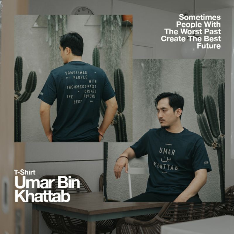 alknown Umar bin khattab (Navy) - Tshirt / Kaos Dakwah-2