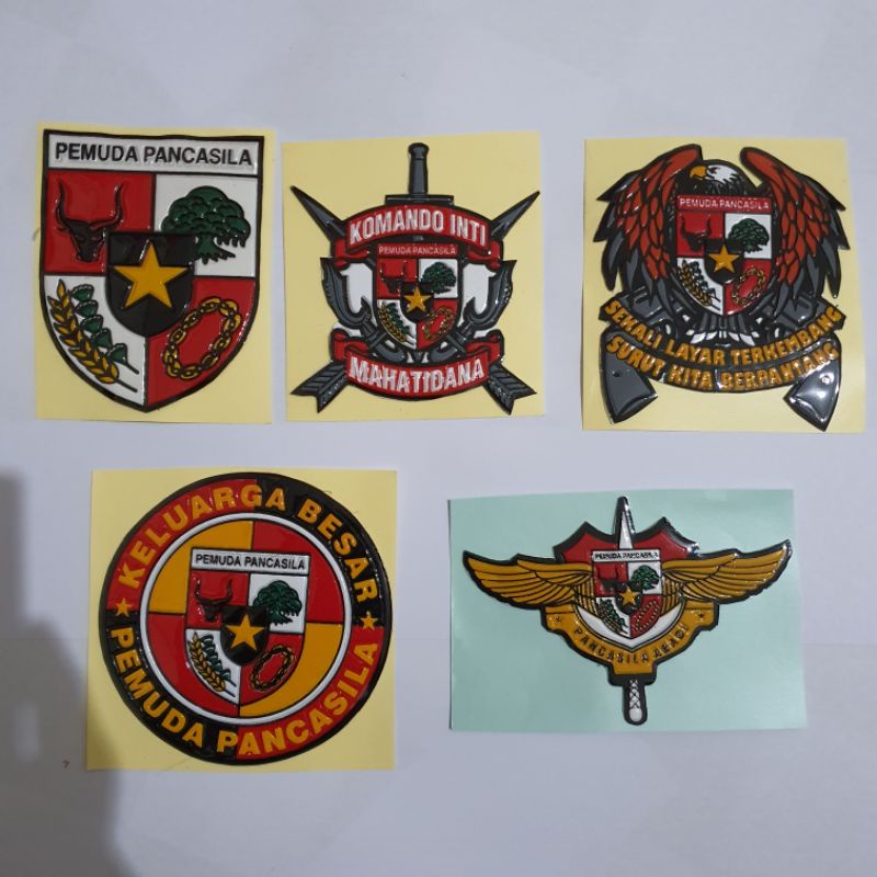 STICKER EMBOS LOGO PP ( PEMUDA PANCASILA ) ISI 5 SATU SET/STIKER TIMBUL LOGO PP