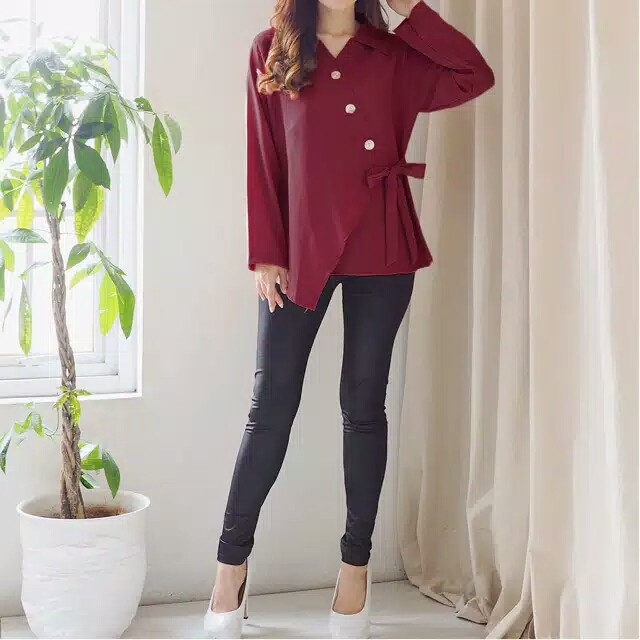 Chamele Blouse Wanita Kimono Symetry Pita Bahan Moscrepe Premium 2239