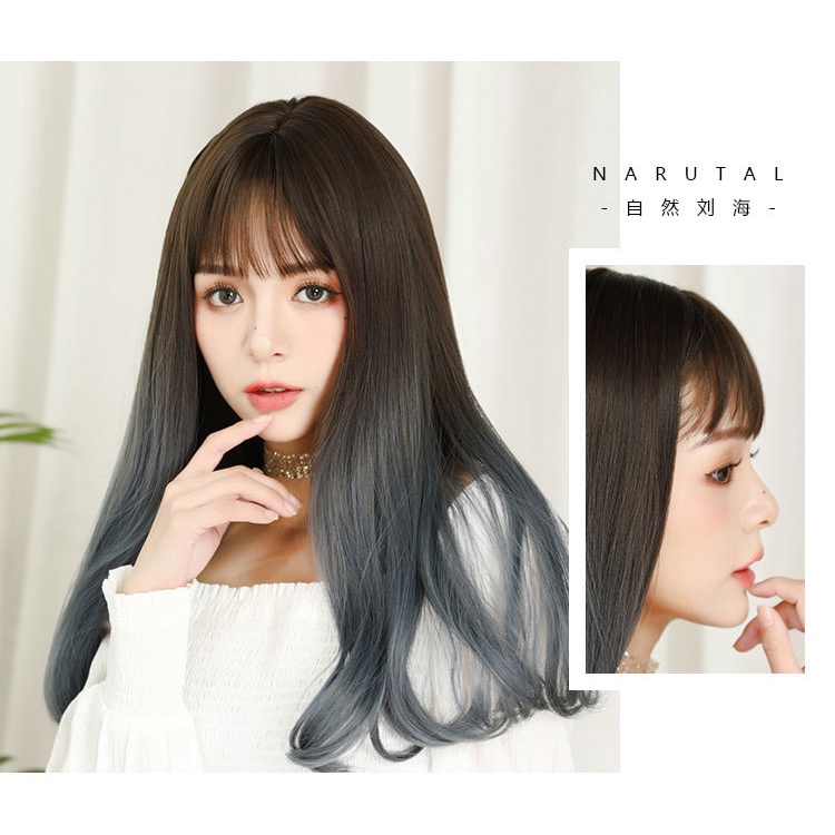 WDA-25 wig daily kpop korea jepang gradasi abu gray rambut palsu lurus panjang